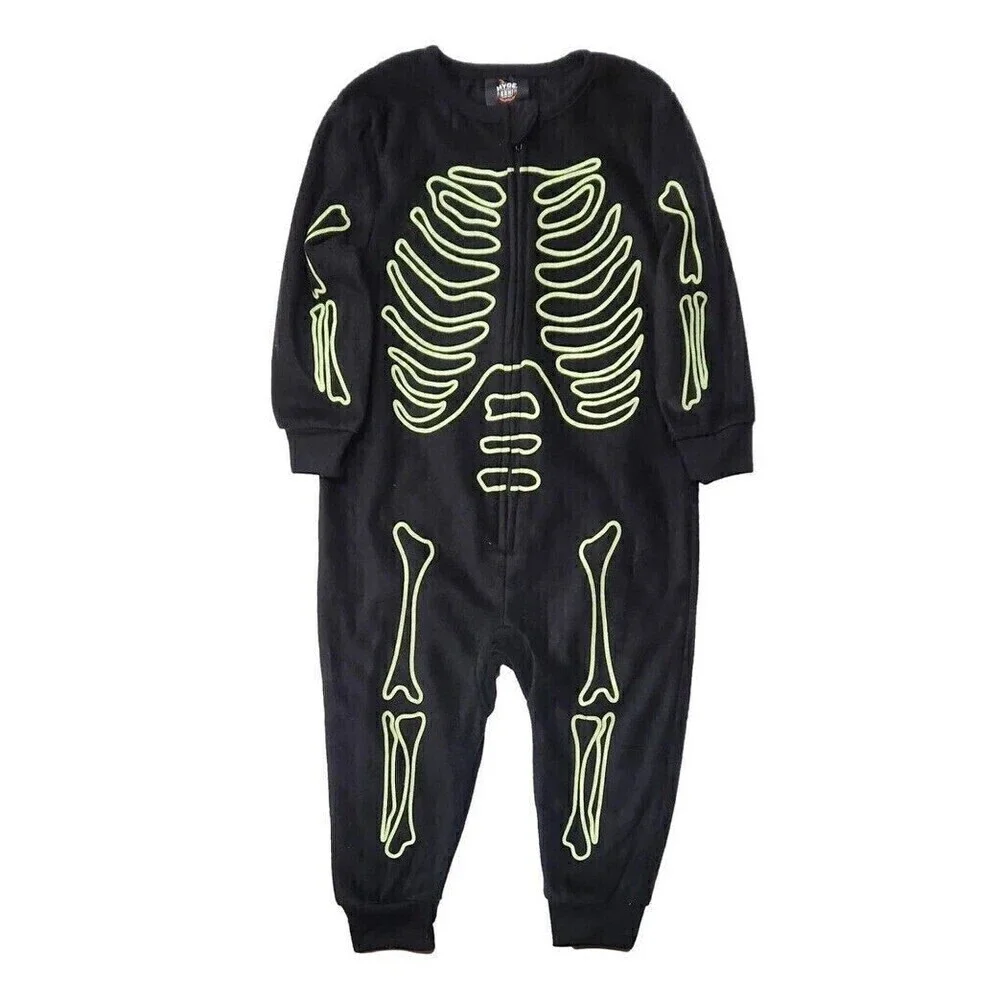 Infant & Toddler Skeleton Halloween Sleeper With Hat Glow In The Dark 12 Months